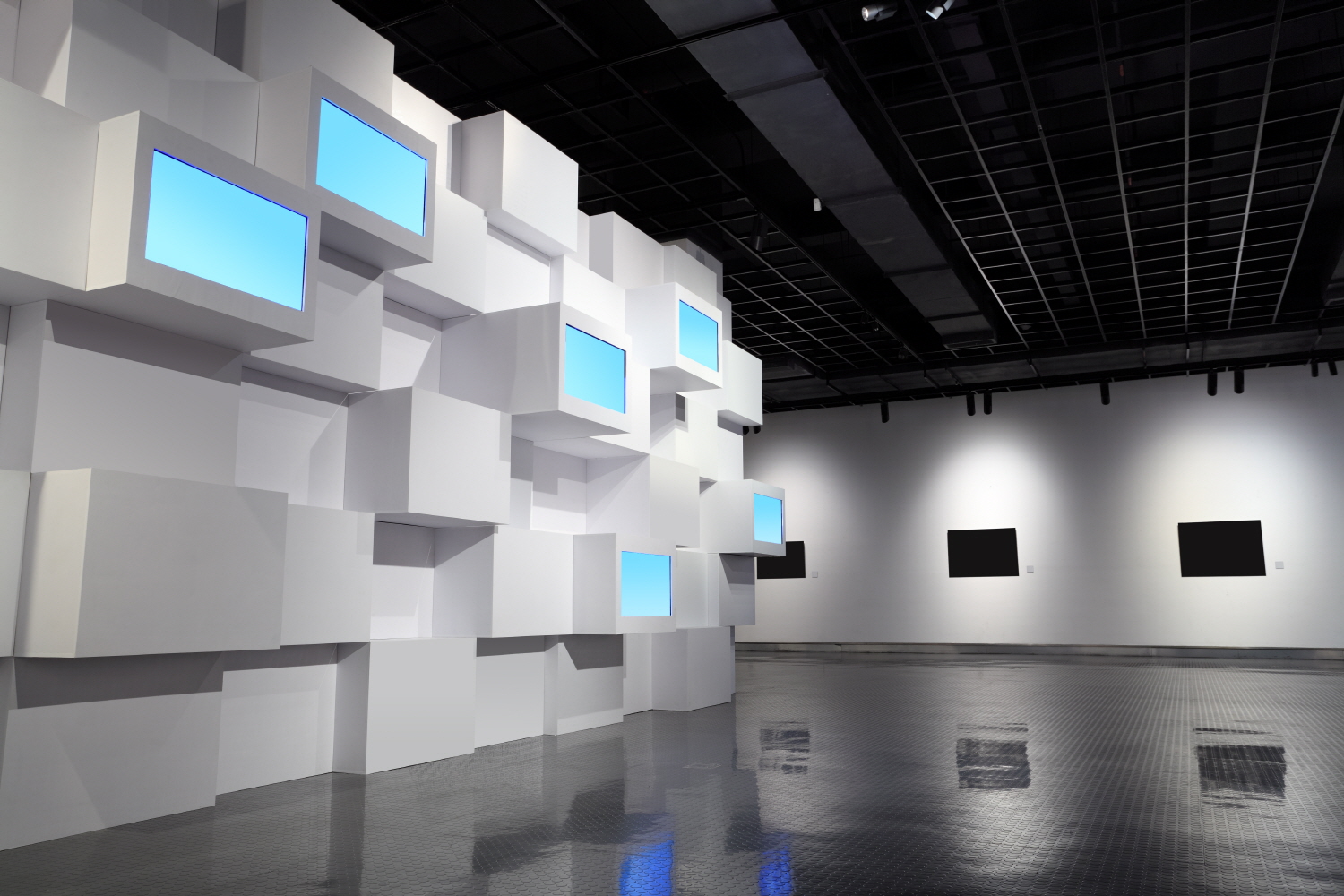 video wall and picture frame in a exhibition room